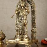 Brass Ram Lalla Statue with Arch | 24" x 12" x 8" (61 x 30.5 x 20.3 cm) | 17.2 kg Superfine Enhanced Carving | Temple Grade Divine Art | Child Form